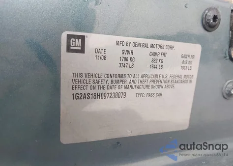 2009 Pontiac G5 z USA, uszkodzony, nr VIN 1G2AS18H097238079